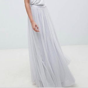 Needle & Thread Tulle Maxi Skirt in Vintage Blue NWT US 6